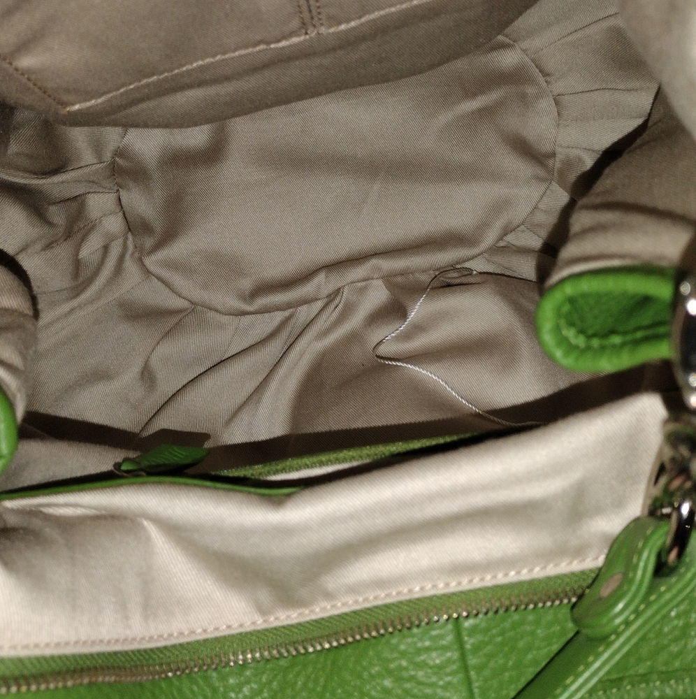 Vintage Vtg Y2k Xl Bodhi Leather Bright Green Hobo Bag Silver Chain Hardware - Picture 9 of 16
